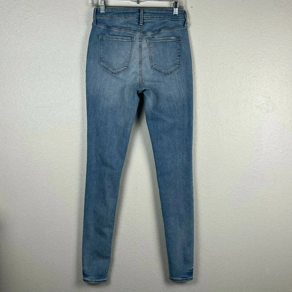 Old Navy Jeans Women's Sz 4 Tall ROCKSTAR Super Skinny Button Fly Fringe Blue - Picture 2 of 10
